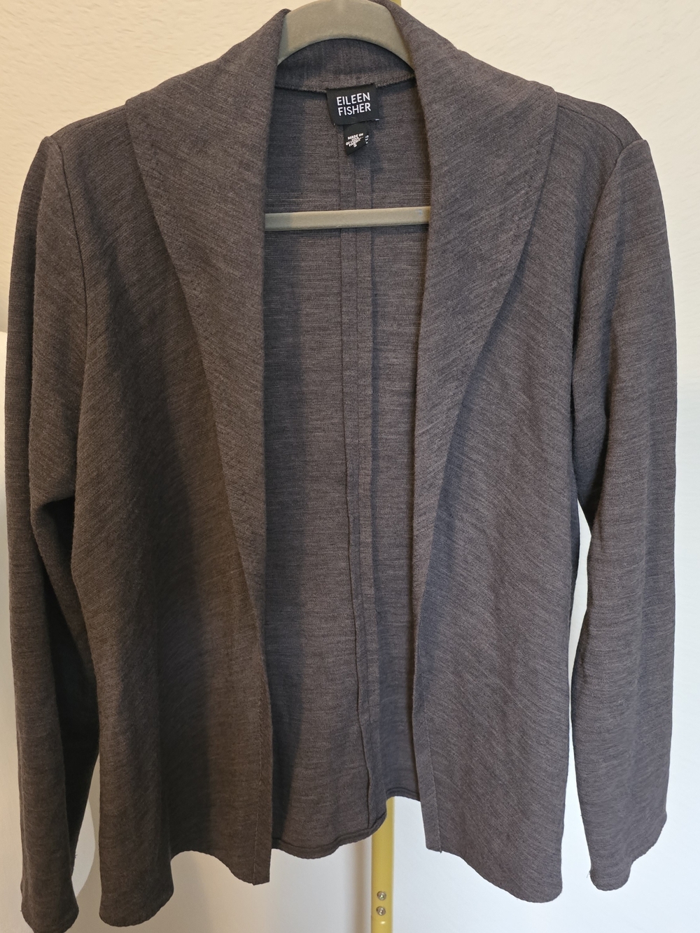 Eileen Fisher Heathered Charcoal Open-Front Cardigan